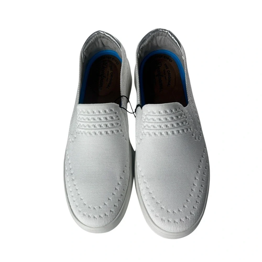 Dearfoams Original Comfort‎ White Knit Slip On Sneakers Women 7 DCOM 78002 NEW